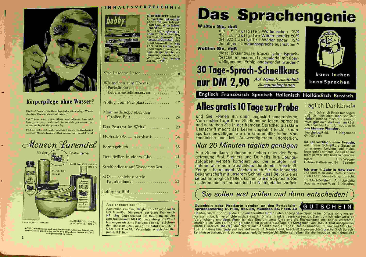 Inhaltsverzeichnis Hobby 02/1961