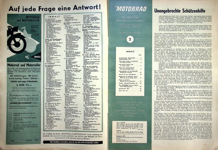 Inhaltsverzeichnis Motorrad 02/1961