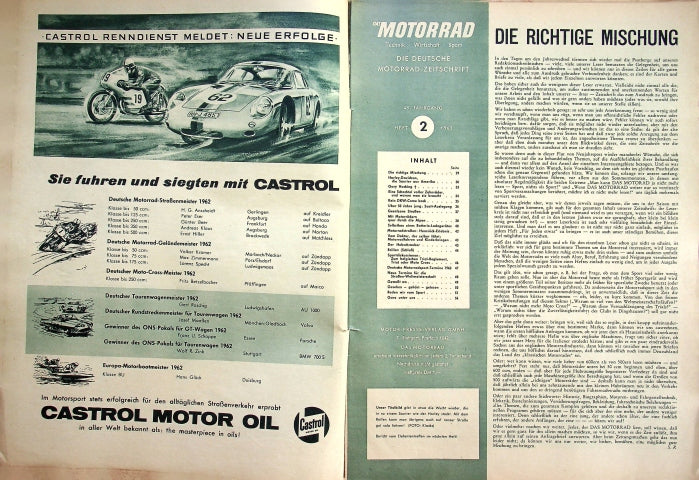 Inhaltsverzeichnis Motorrad 02/1963