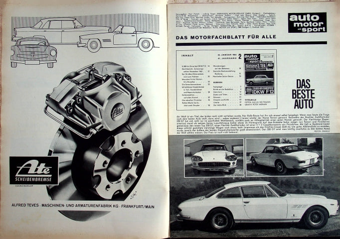 Inhaltsverzeichnis Auto Motor und Sport 02/1964
