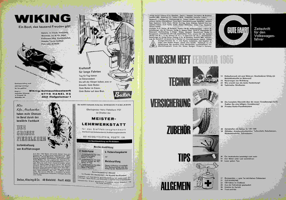 Inhaltsverzeichnis Gute Fahrt 02/1965