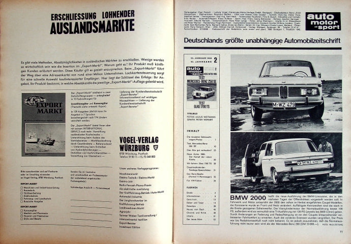 Inhaltsverzeichnis Auto Motor und Sport 02/1966