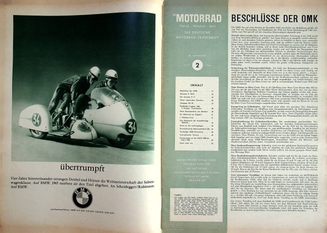 Inhaltsverzeichnis Motorrad 02/1966