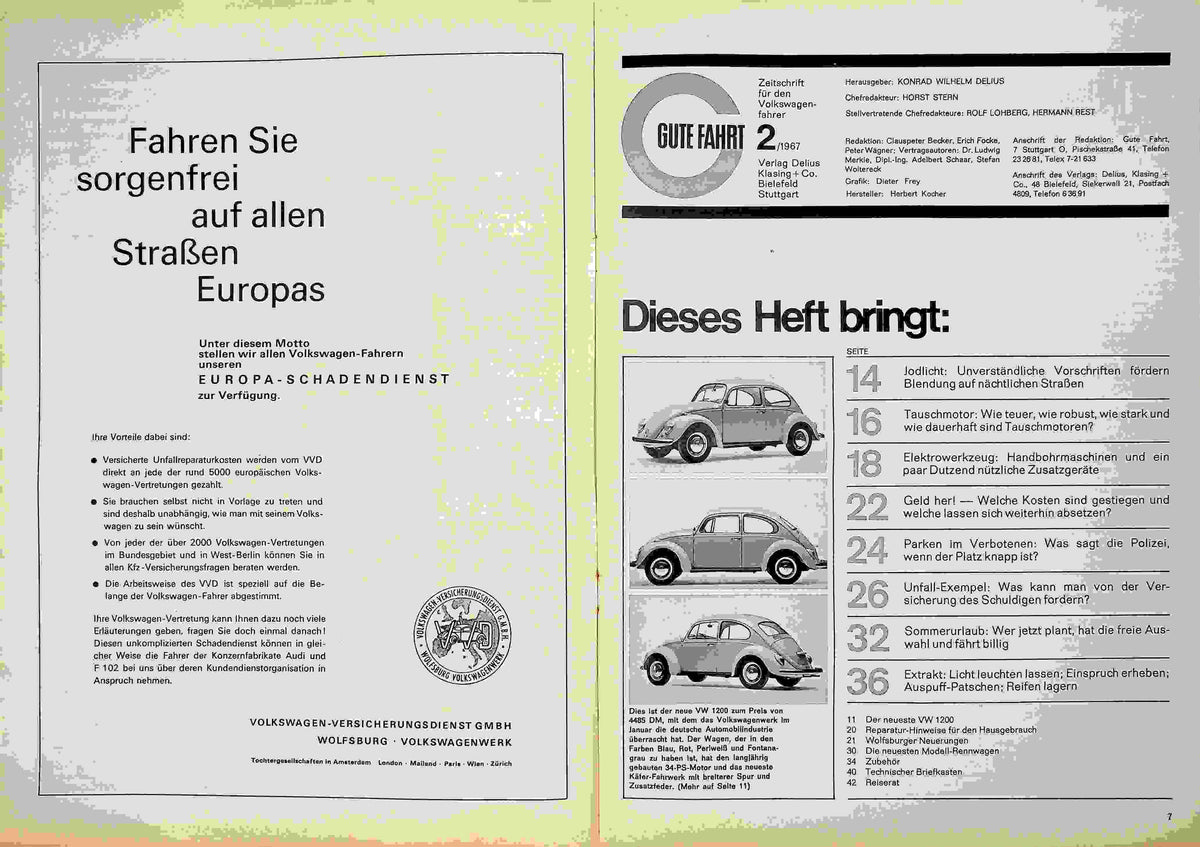 Inhaltsverzeichnis Gute Fahrt 02/1967