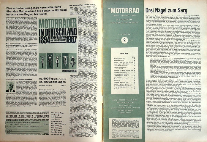 Inhaltsverzeichnis Motorrad 02/1967