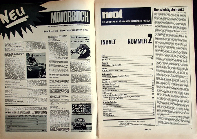 Inhaltsverzeichnis MOT 02/1967