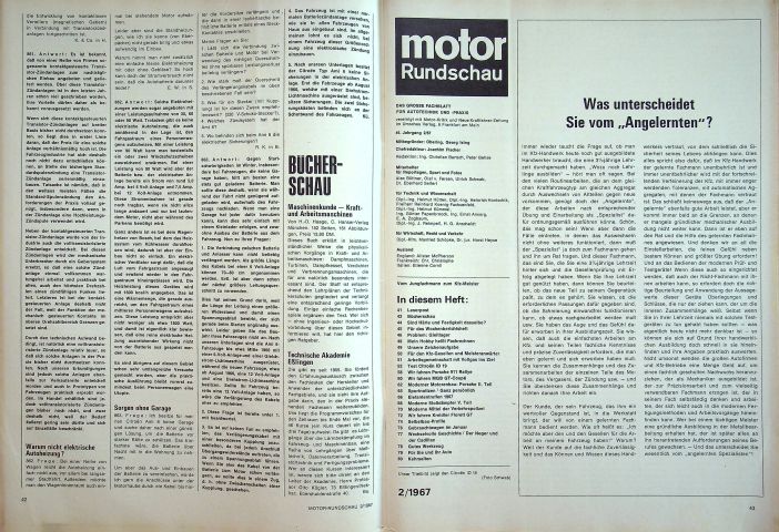 Inhaltsverzeichnis Motor Rundschau 02/1967