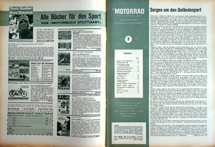 Inhaltsverzeichnis Motorrad 02/1968