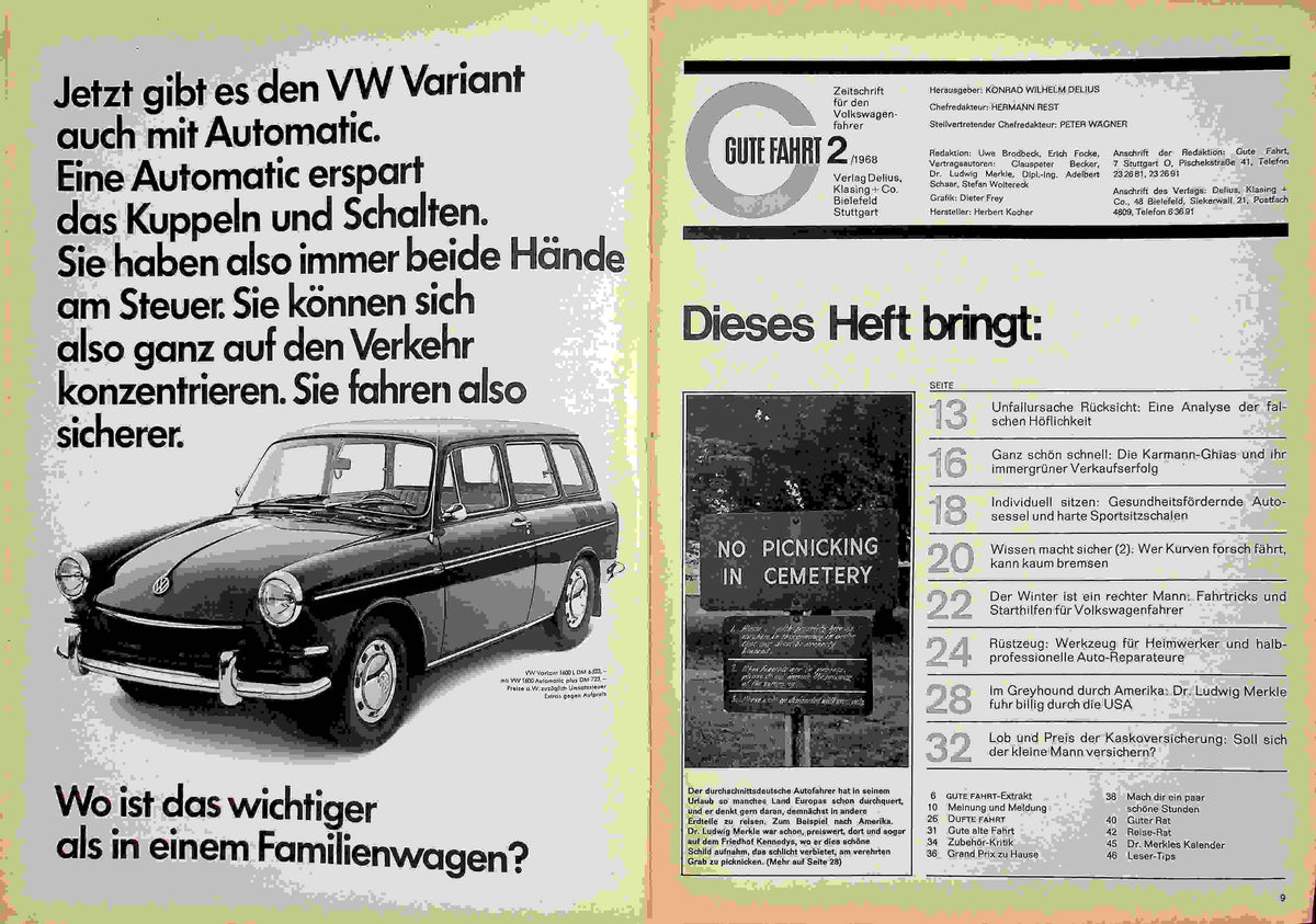 Inhaltsverzeichnis Gute Fahrt 02/1968