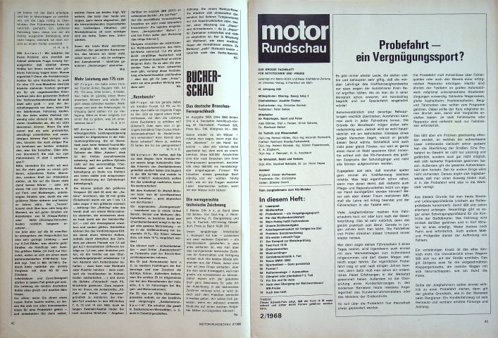 Inhaltsverzeichnis Motor Rundschau 02/1968
