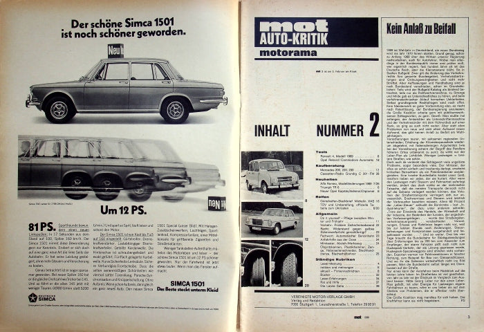 Inhaltsverzeichnis MOT 02/1969