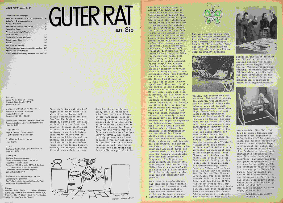 Inhaltsverzeichnis Guter Rat 02/1970