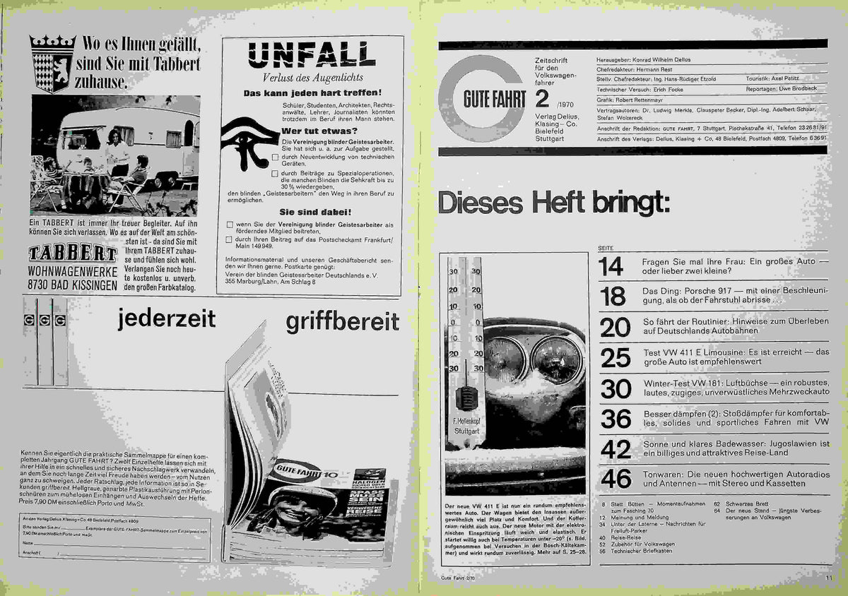 Inhaltsverzeichnis Gute Fahrt 02/1970