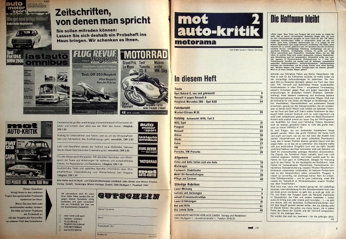 Inhaltsverzeichnis MOT 02/1970