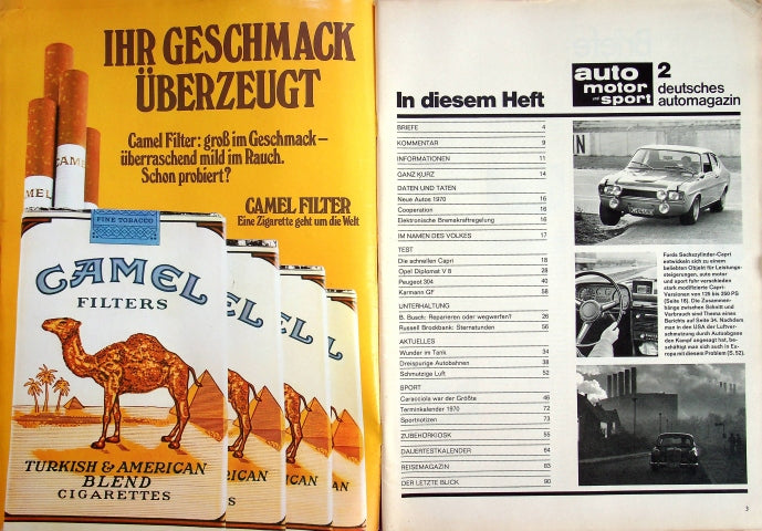 Inhaltsverzeichnis Auto Motor und Sport 02/1970