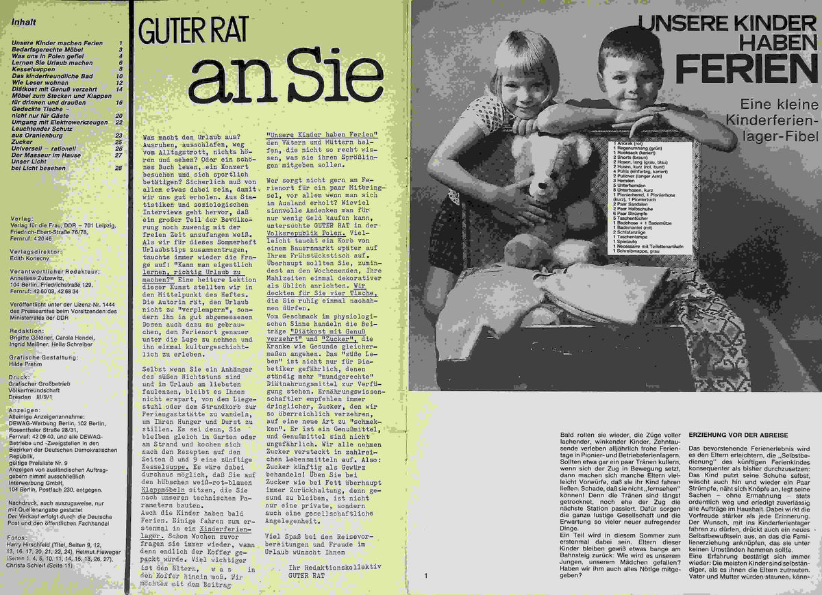 Inhaltsverzeichnis Guter Rat 02/1971