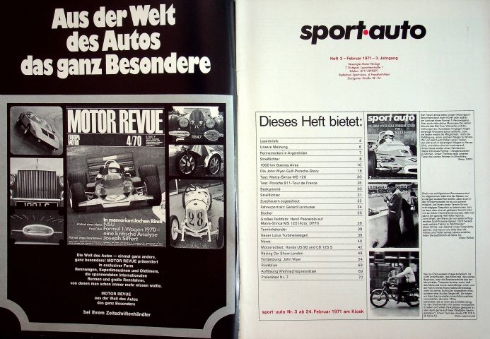 Inhaltsverzeichnis Sport Auto 02/1971