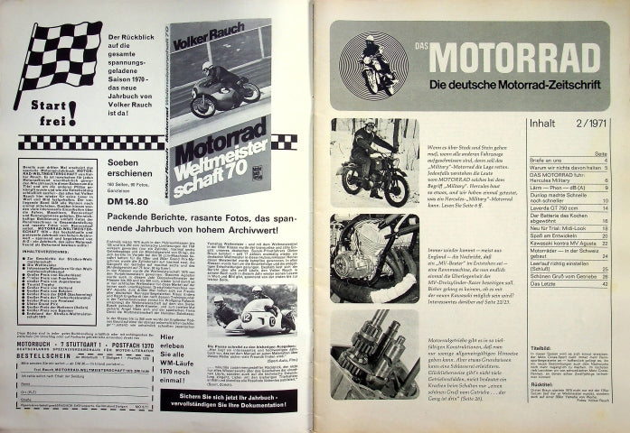 Inhaltsverzeichnis Motorrad 02/1971
