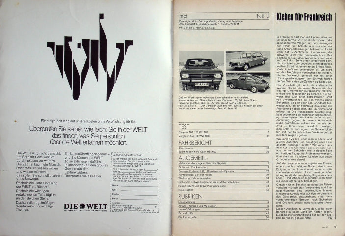 Inhaltsverzeichnis MOT 02/1971