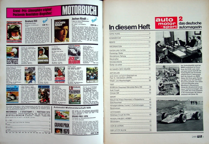 Inhaltsverzeichnis Auto Motor und Sport 02/1971