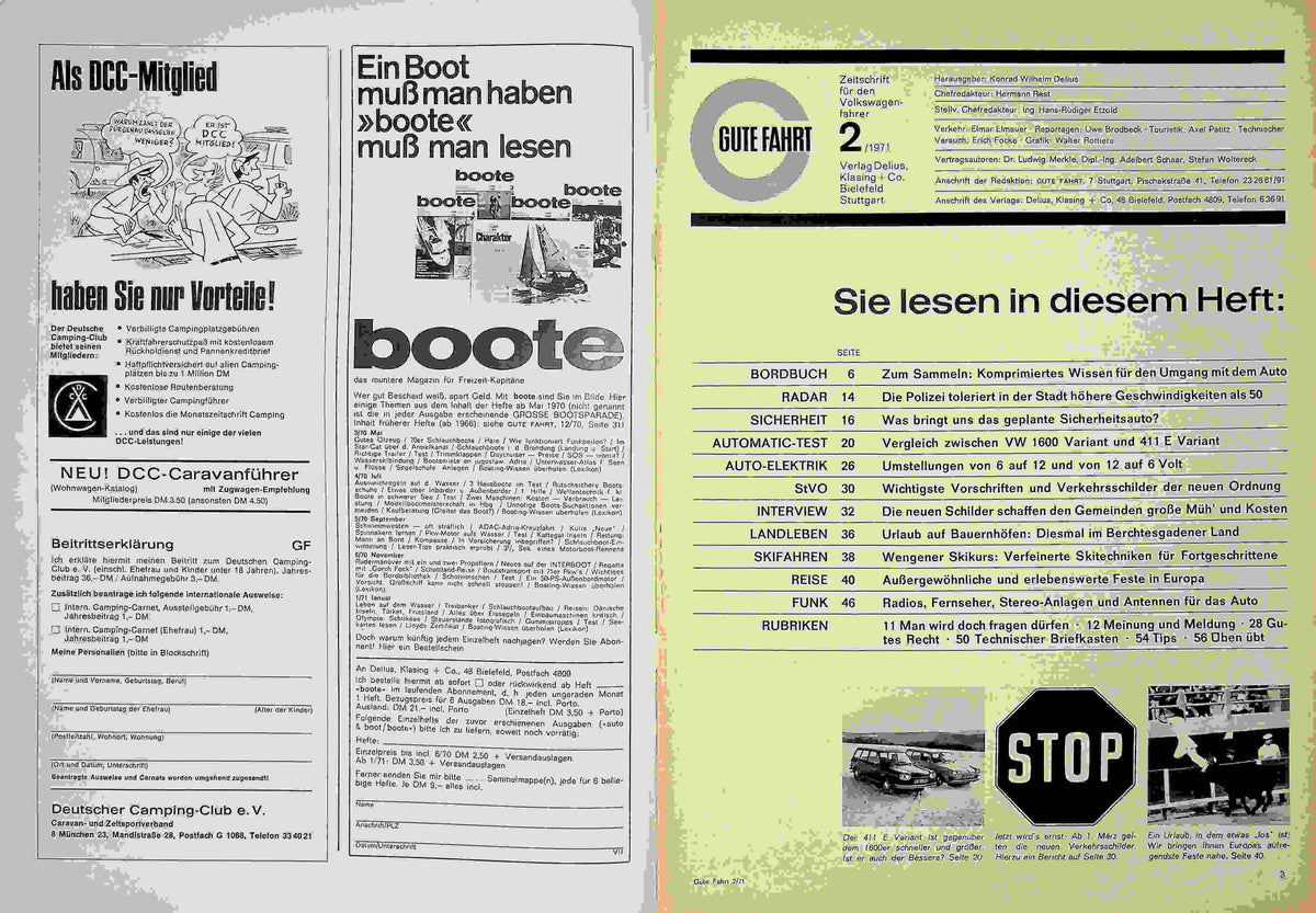 Inhaltsverzeichnis Gute Fahrt 02/1971