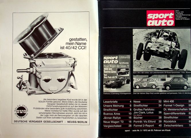 Inhaltsverzeichnis Sport Auto 02/1972
