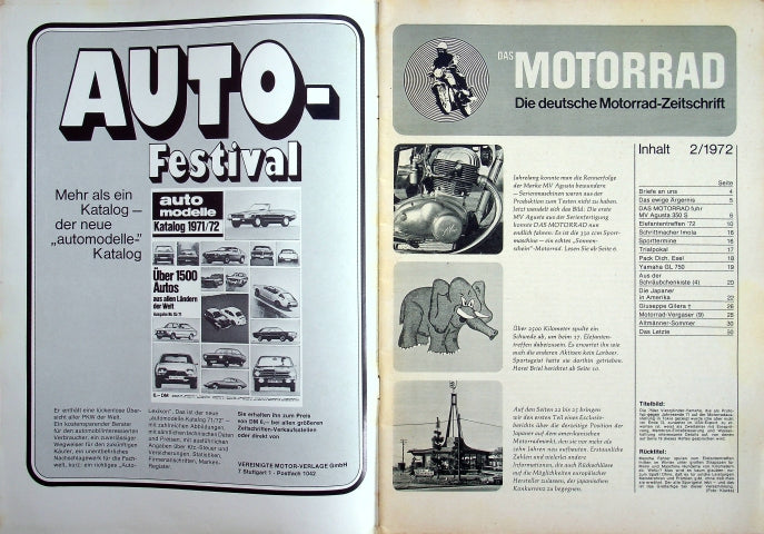 Inhaltsverzeichnis Motorrad 02/1972