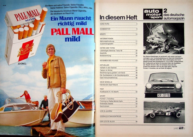 Inhaltsverzeichnis Auto Motor und Sport 02/1972