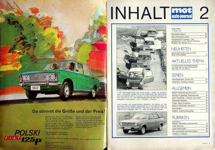 Inhaltsverzeichnis MOT 02/1973