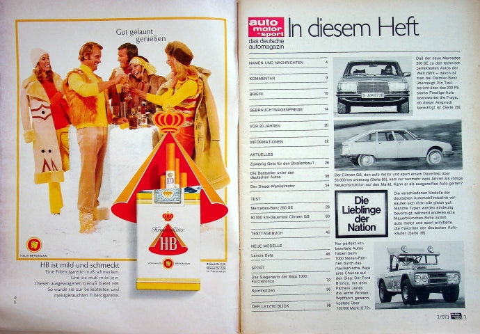 Inhaltsverzeichnis Auto Motor und Sport 02/1973