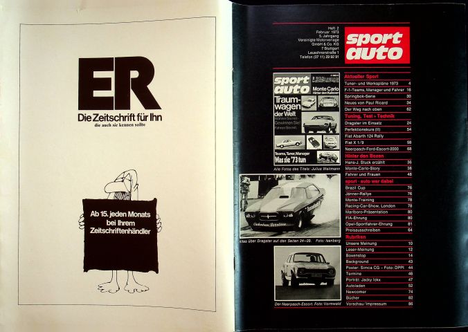 Inhaltsverzeichnis Sport Auto 02/1973