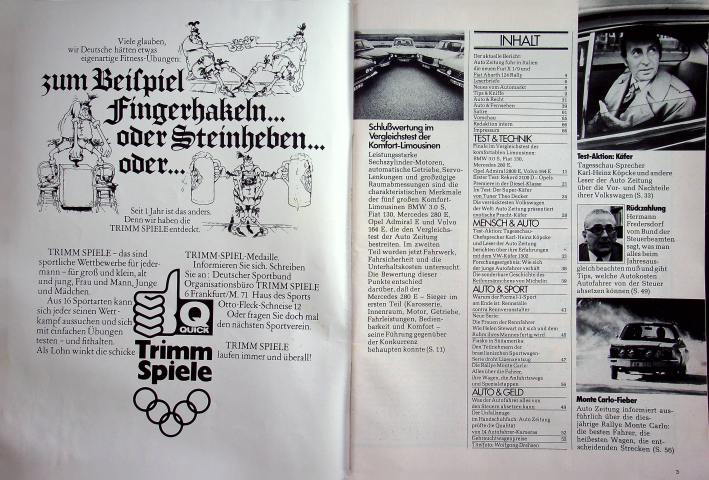 Inhaltsverzeichnis Autozeitung 02/1973