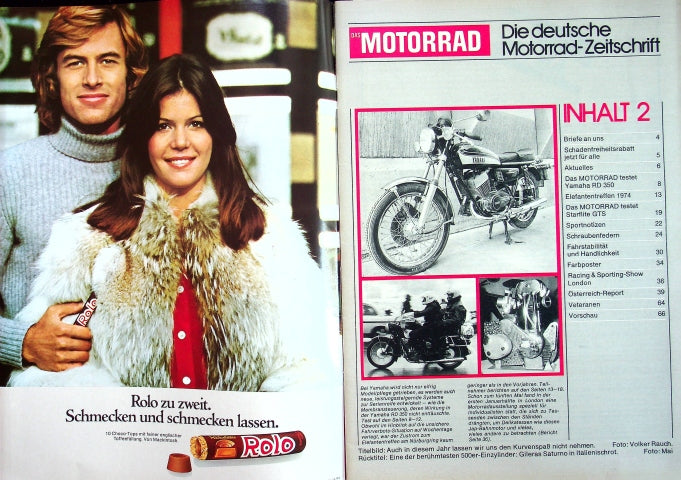 Inhaltsverzeichnis Motorrad 02/1974