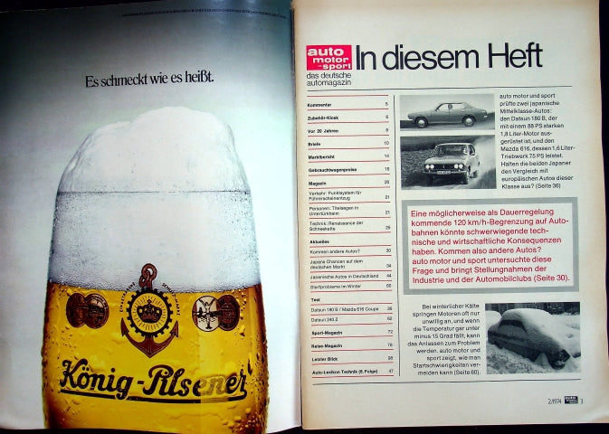 Inhaltsverzeichnis Auto Motor und Sport 02/1974