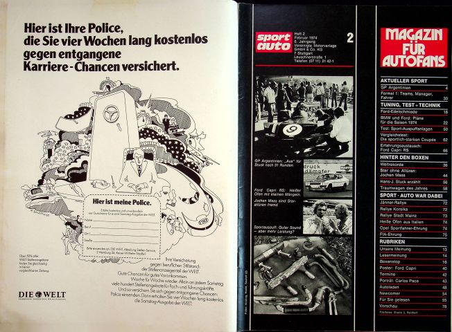 Inhaltsverzeichnis Sport Auto 02/1974