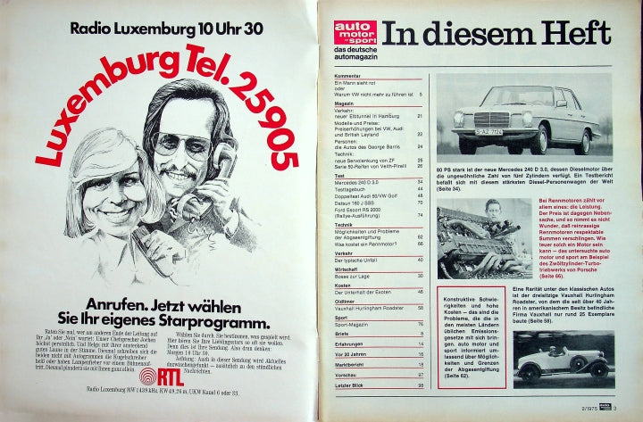 Inhaltsverzeichnis Auto Motor und Sport 02/1975
