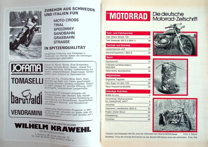 Inhaltsverzeichnis Motorrad 02/1975