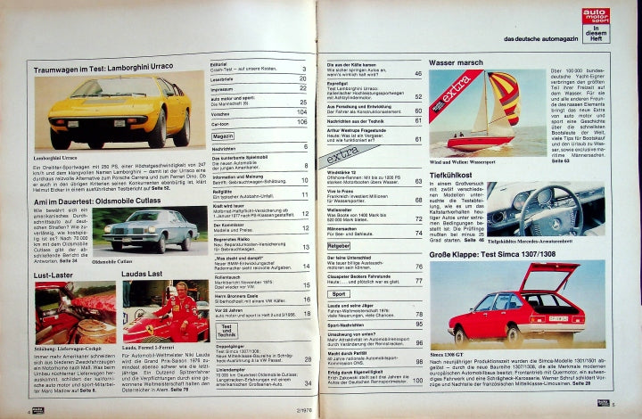 Inhaltsverzeichnis Auto Motor und Sport 02/1976
