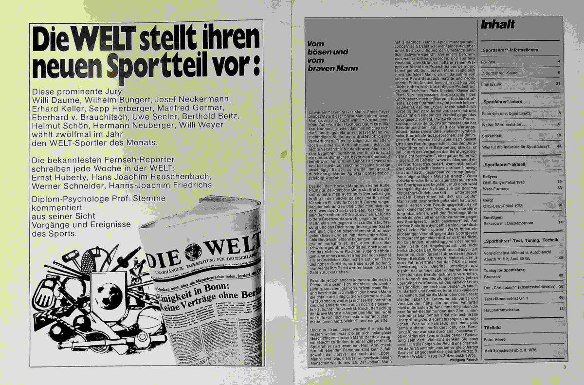 Inhaltsverzeichnis Sport Fahrer 02/1976