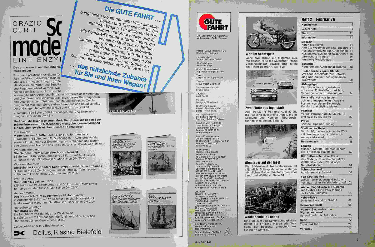 Inhaltsverzeichnis Gute Fahrt 02/1976