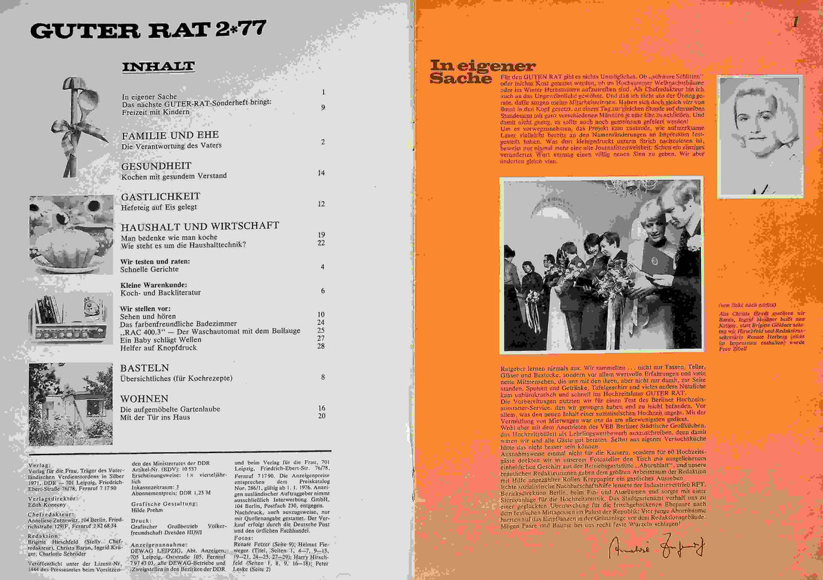 Inhaltsverzeichnis Guter Rat 02/1977