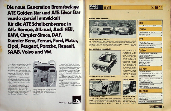 Inhaltsverzeichnis MOT 02/1977