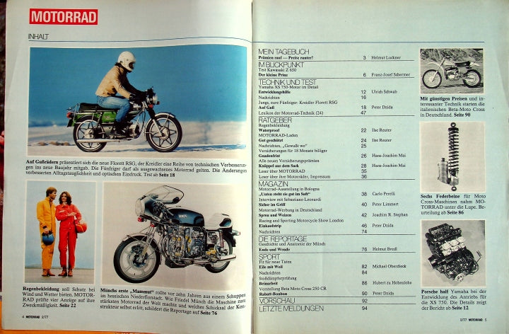 Inhaltsverzeichnis Motorrad 02/1977