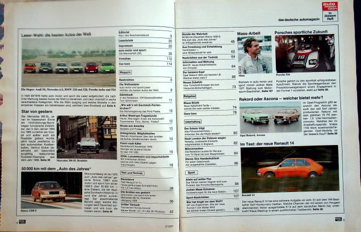 Inhaltsverzeichnis Auto Motor und Sport 02/1977