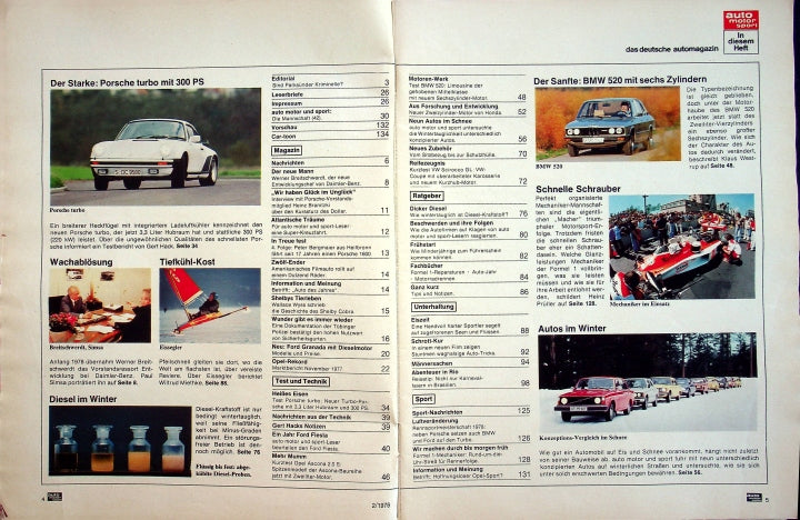 Inhaltsverzeichnis Auto Motor und Sport 02/1978