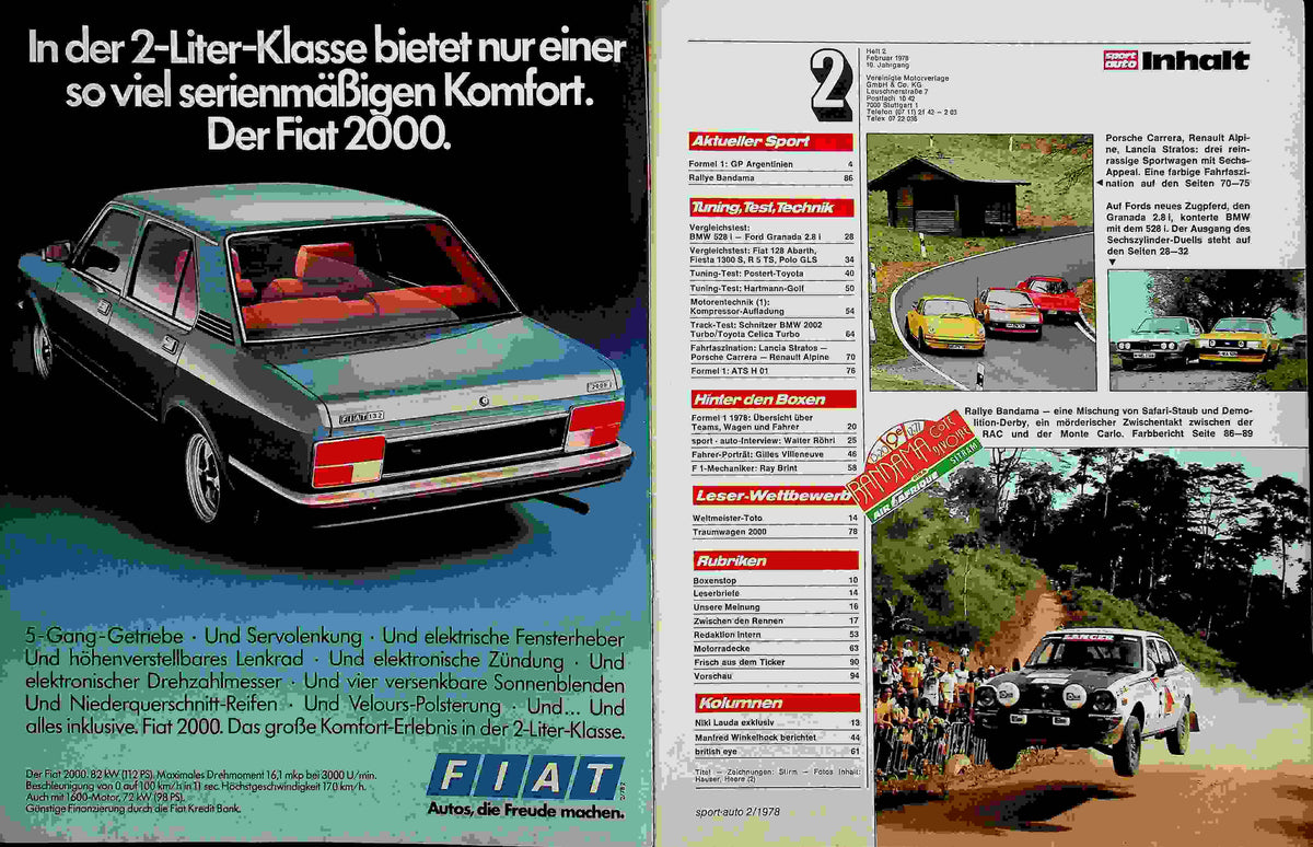 Inhaltsverzeichnis Sport Auto 02/1978