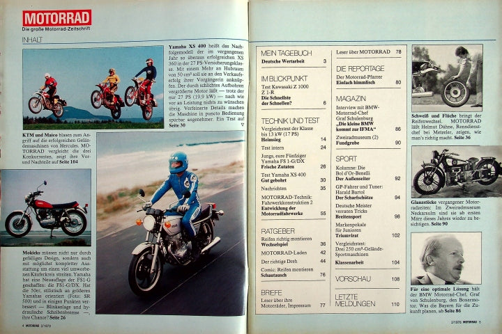 Inhaltsverzeichnis Motorrad 02/1978