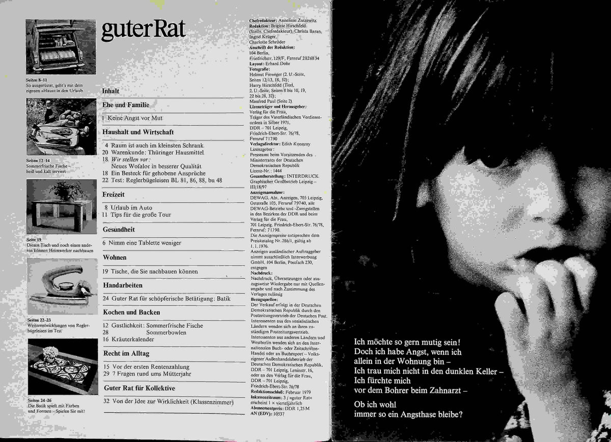 Inhaltsverzeichnis Guter Rat 02/1979