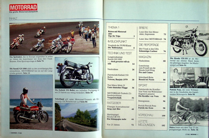 Inhaltsverzeichnis Motorrad 02/1980