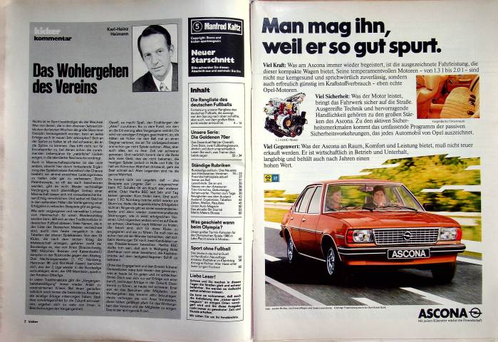 Inhaltsverzeichnis Kicker 02/1980